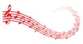 Red music notes background, musical notes - vector Royalty Free Stock Photo